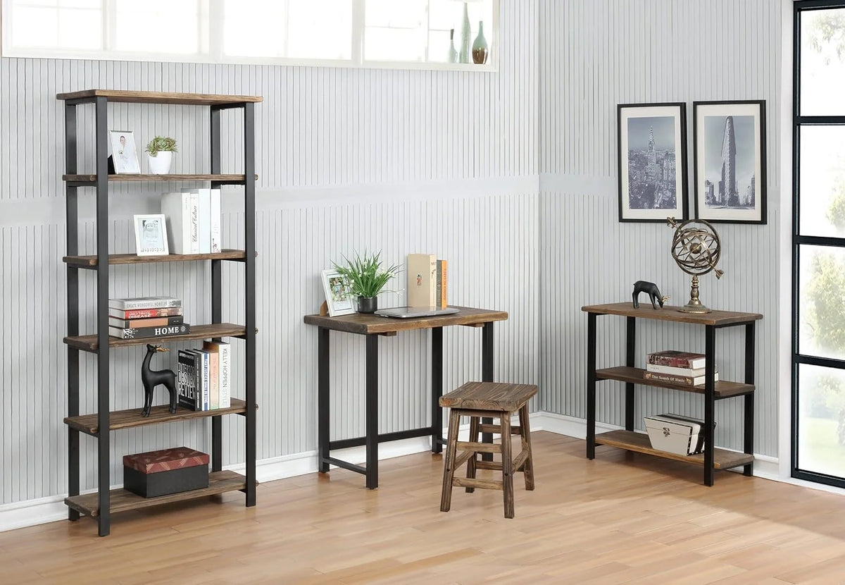 31" Tall 2-Tier Solid Wood And Metal Bookcase S666168