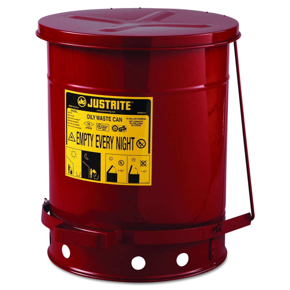 10 Gallon Red Oily Waste Can U603