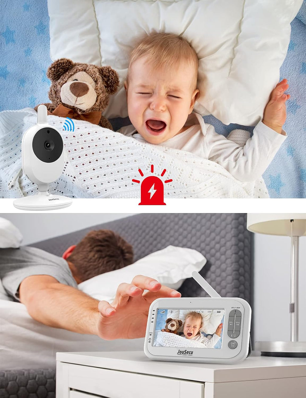 4.3 Inches LCD Split Screen Baby Monitor with Camera and Audio M240289