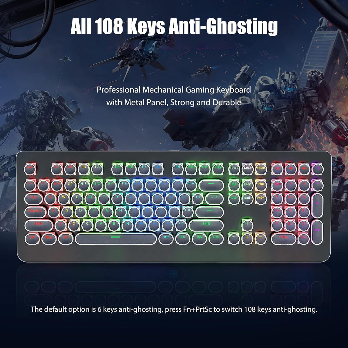 Black 108-Key Mechanical Gaming Keyboard with Blue Switch B54112