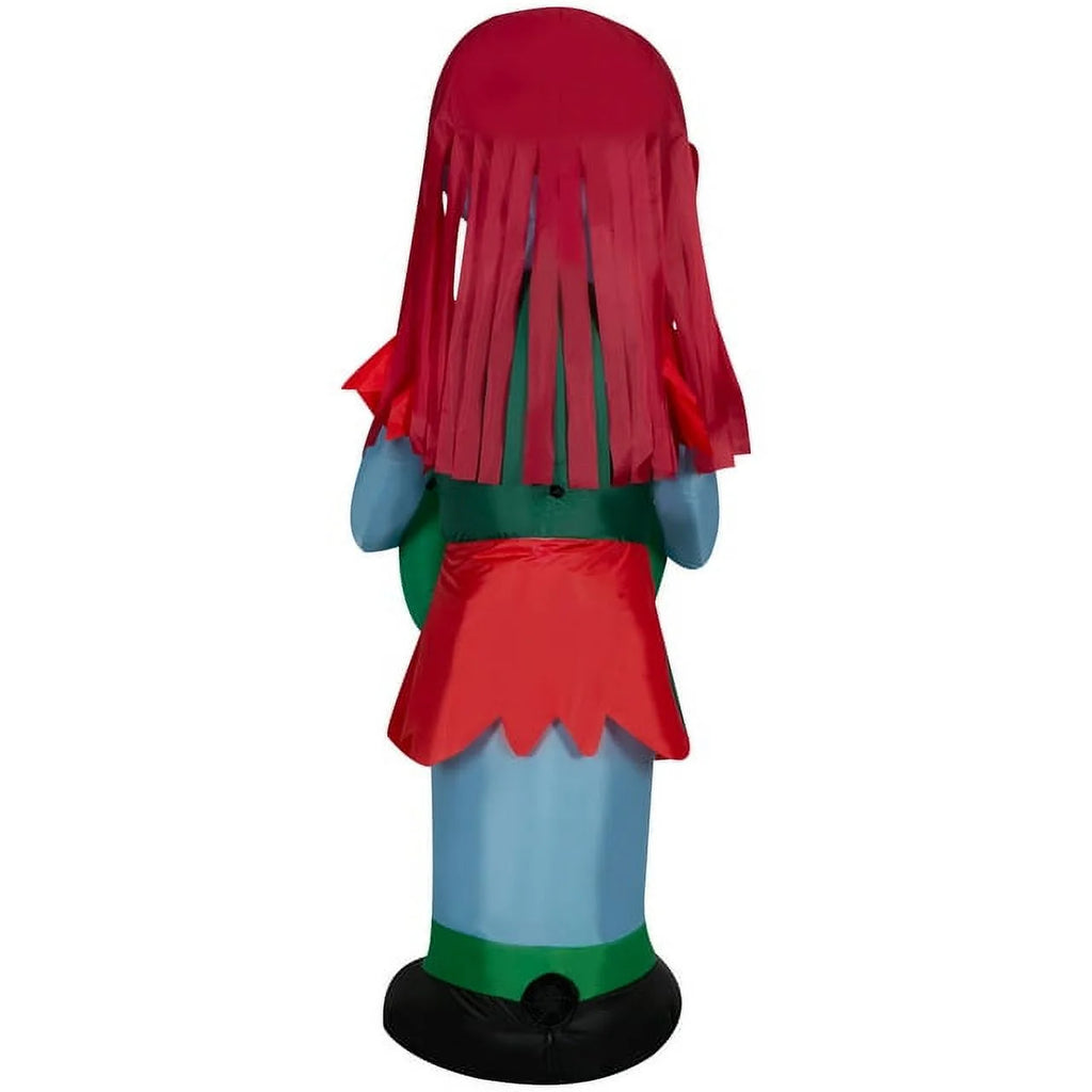 5.5 Foot Stylized Jack Skellington Inflatable with Spider Snowflake and Sally Holding Wreath Y5095