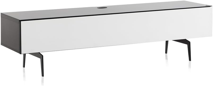 Black Wood and Glass TV Stand with Metal Legs E188