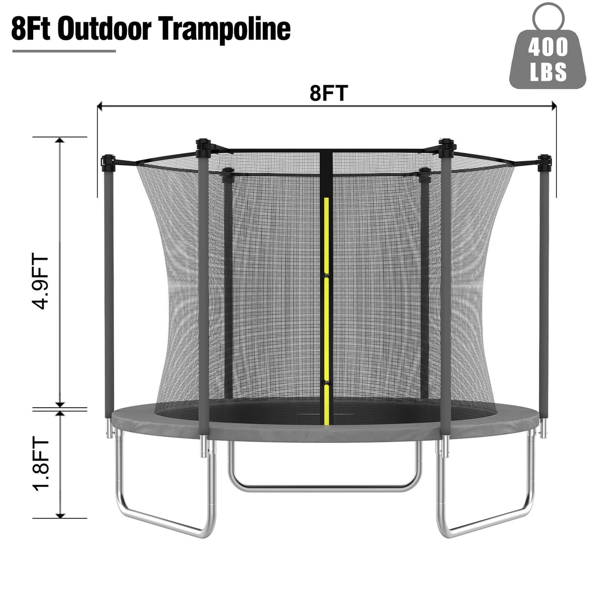 8 FT Trampoline with Enclosure Net S49152