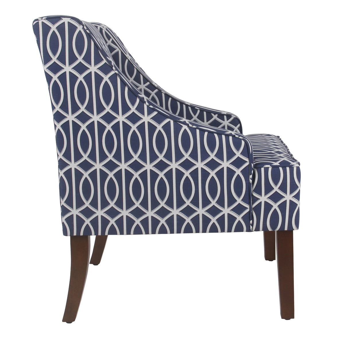 Cream and Blue Geometric Accent Armchair V6822