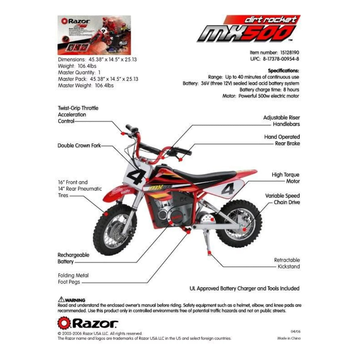 Red Electric Bike Motorcycle J8408
