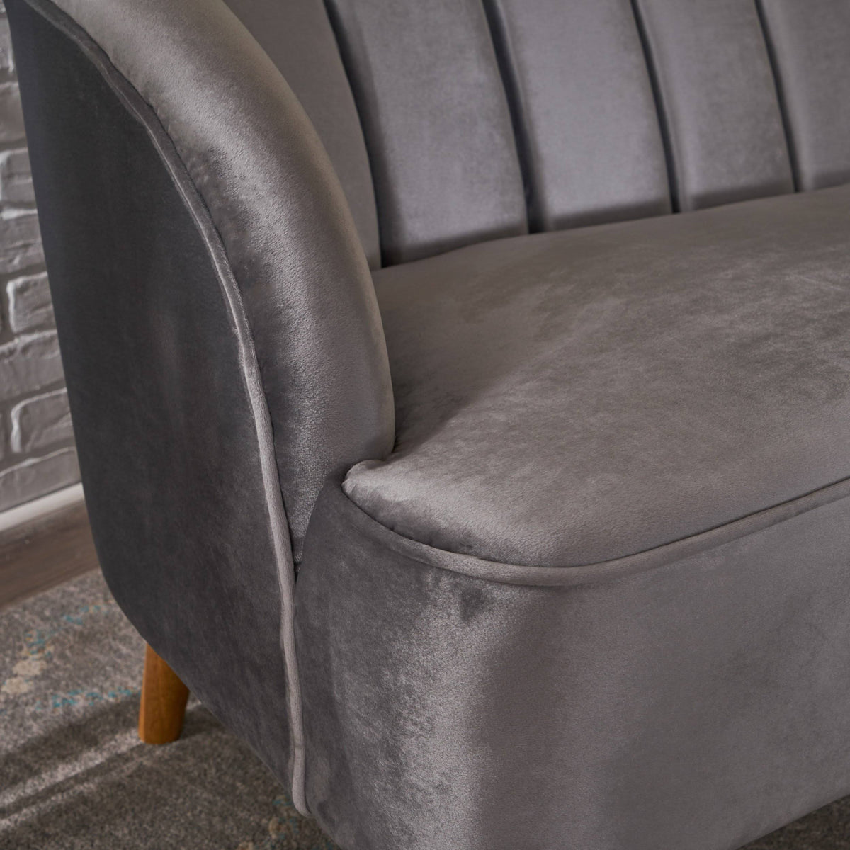 Seafoam Blue Velvet Settee P460