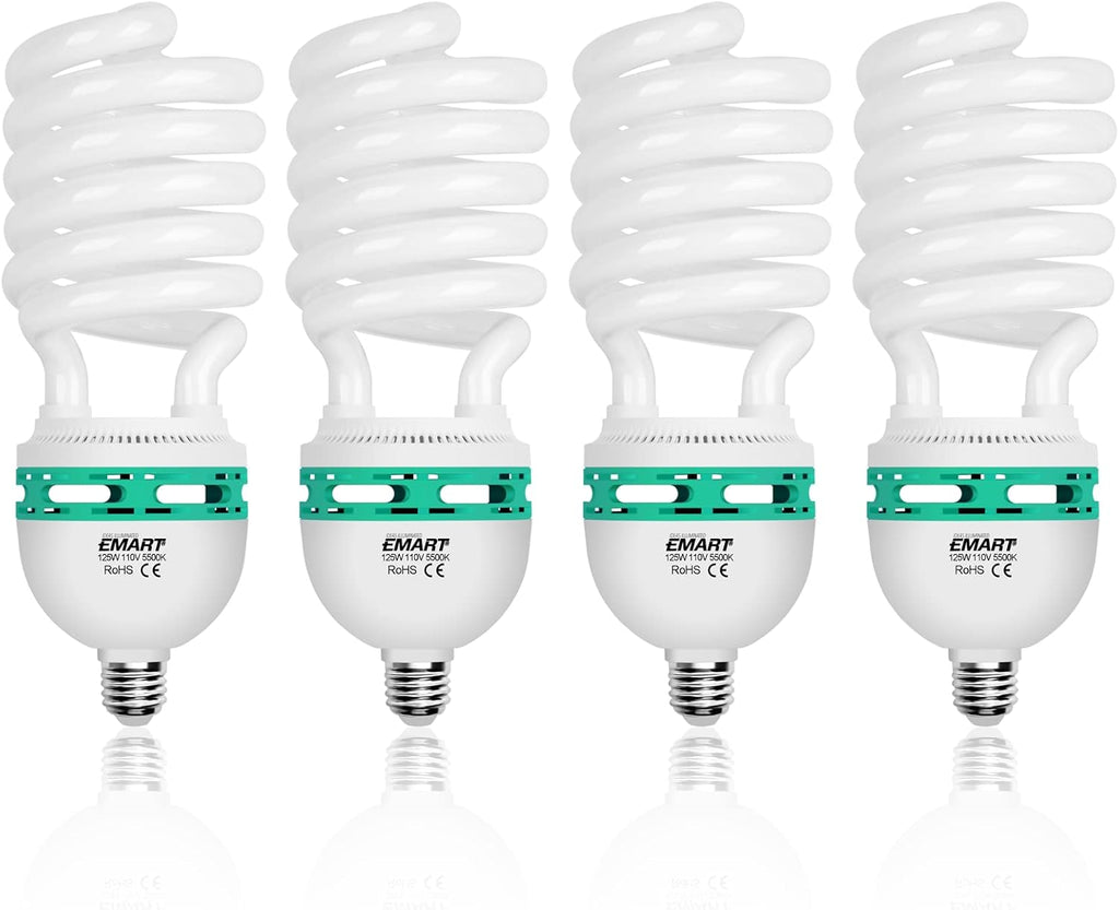 105 Watt Full Spectrum Photography Light Bulb 5500K CFL Daylight Balanced 4 Pack I329