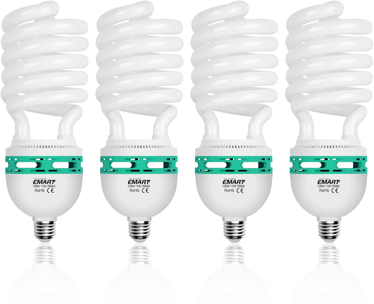 105 Watt Full Spectrum Photography Light Bulb 5500K CFL Daylight Balanced 4 Pack I329