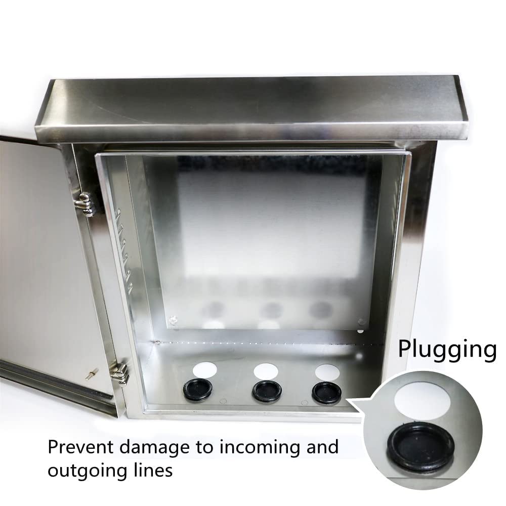 304 Stainless Steel Electrical Box 20'' x 16'' x 8'' IP65 Weatherproof Enclosure with Mounting Plate M405