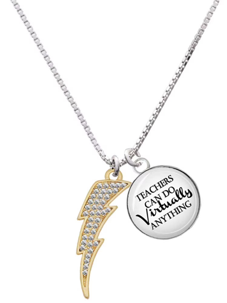 Goldtone Crystal Lightning Bolt Charm Necklace N942