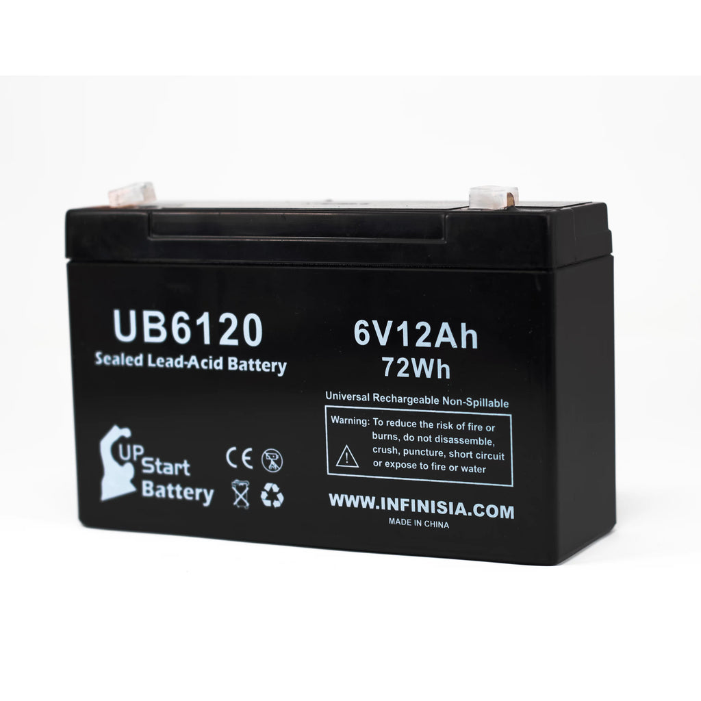 6V 12Ah Sealed Lead Acid Battery with F1 to F2 Terminal Adapters Y170