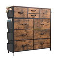 Rustic Brown 10 Drawer Fabric Dresser with Metal Frame R98563