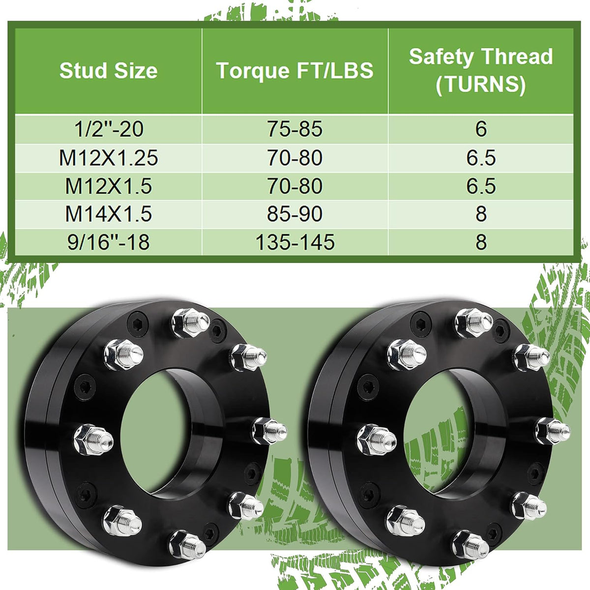 6x139.7mm to 8x165.1mm Wheel Adapters 2 inch 108mm Hub Bore 14x1.5 Thread Pitch F537