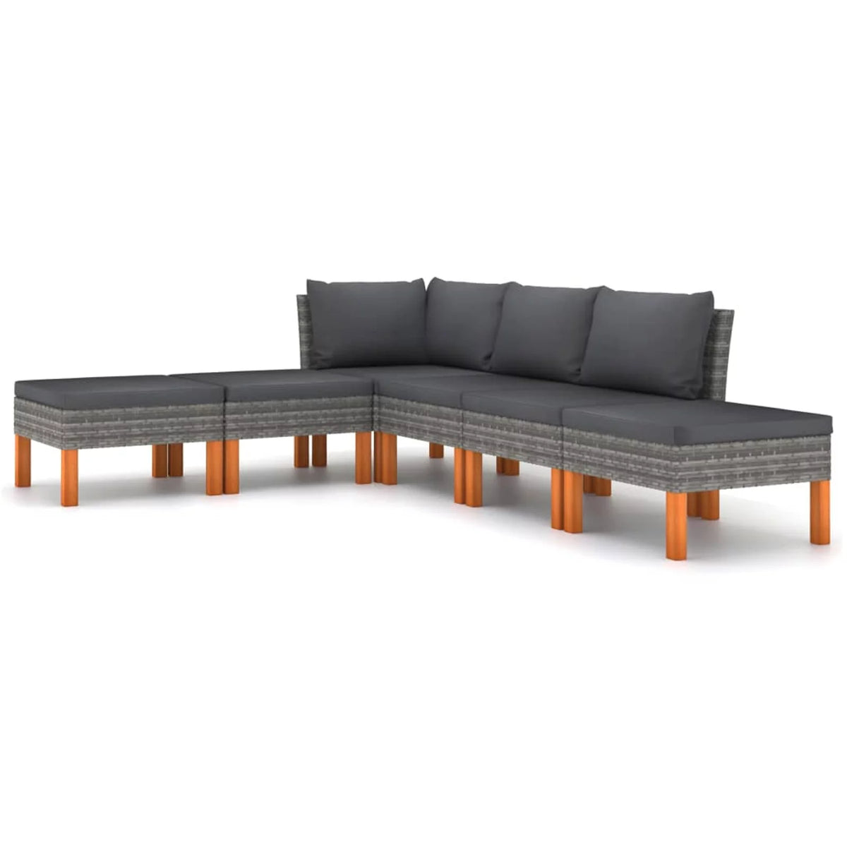 6 Piece Patio Set with Cushions Poly Rattan Gray T774150