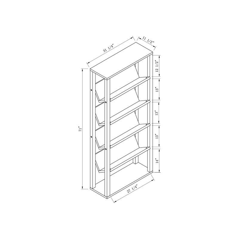 Walnut Wood 5-Shelf Etagere Bookcase X973922