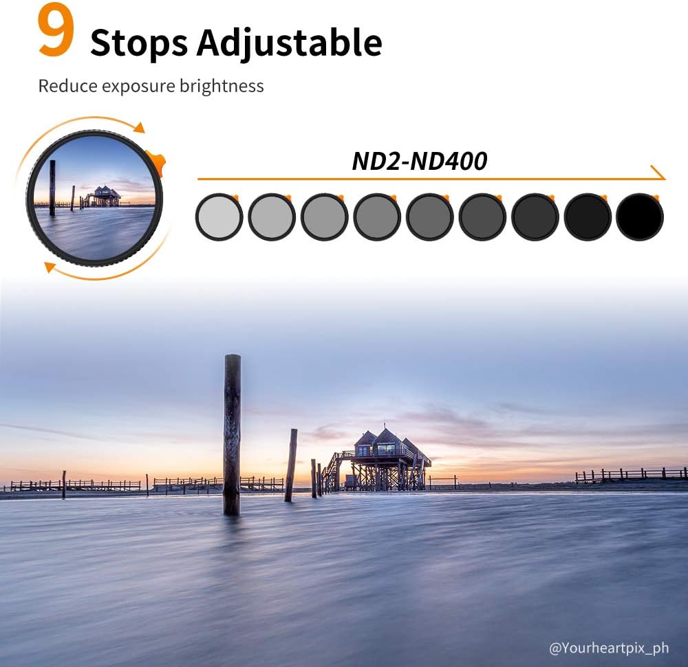 62mm Variable ND Filter ND2-ND400 Adjustable Neutral Density Filter G7369