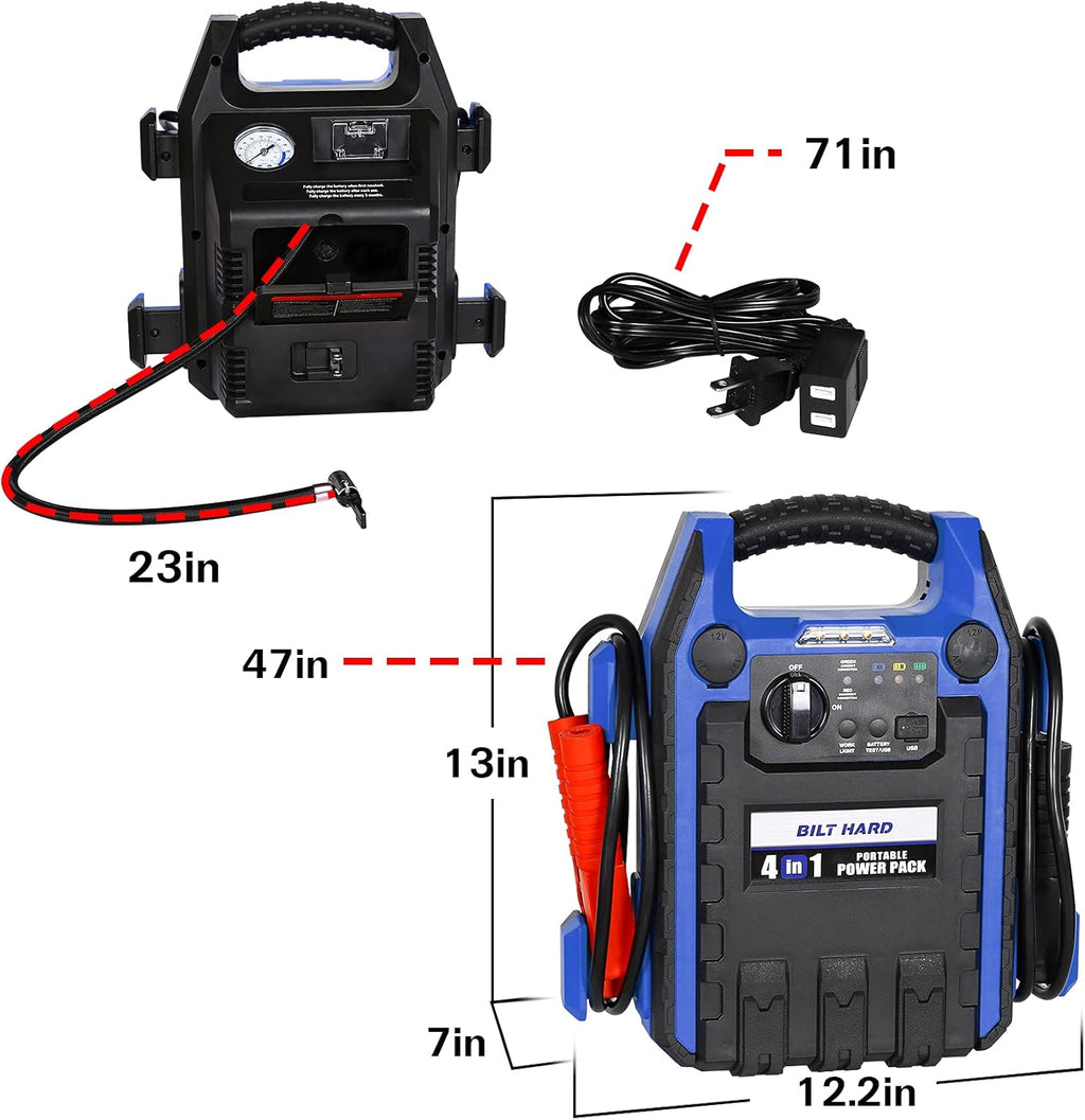 900 Peak/400 Instant Amps Portable Power Station Jump Starter with Air Compressor Y55416