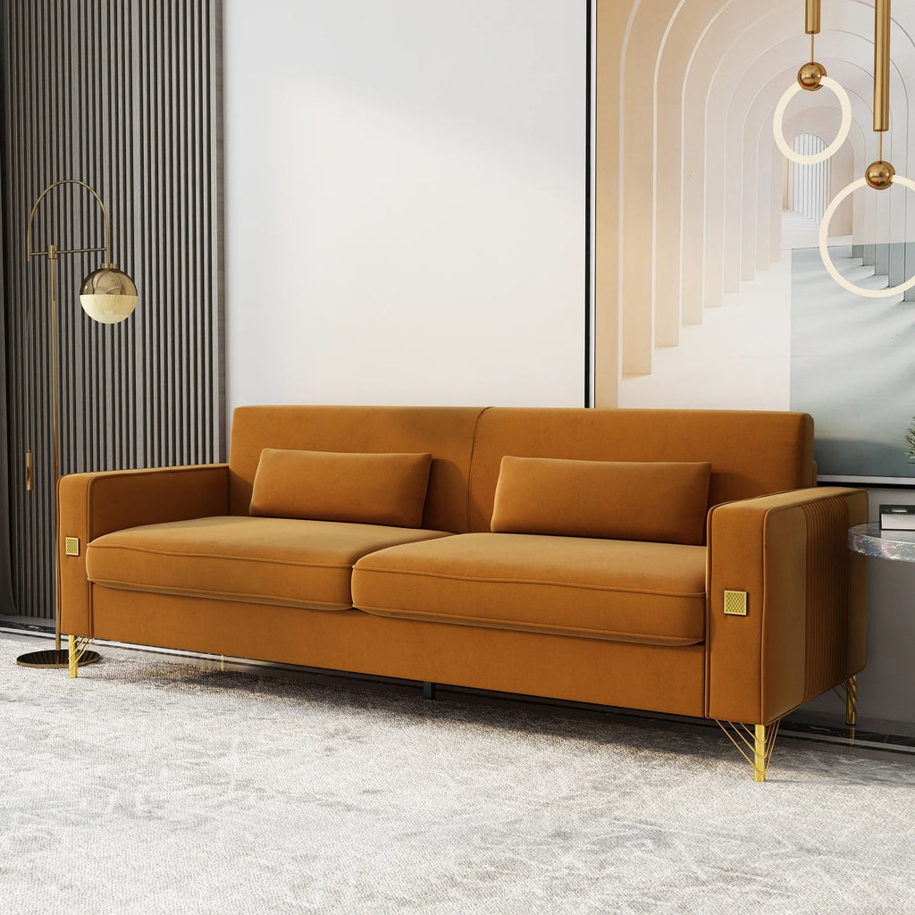 Black Velvet Loveseat with Metal Legs Q249380