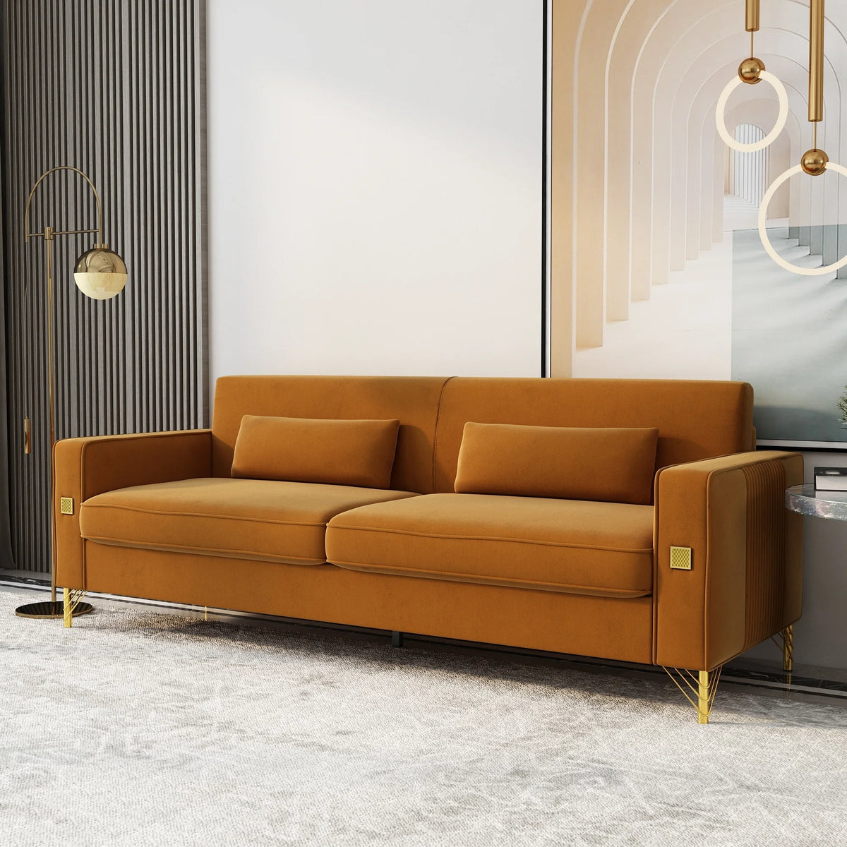 Black Velvet Loveseat with Metal Legs Q249380