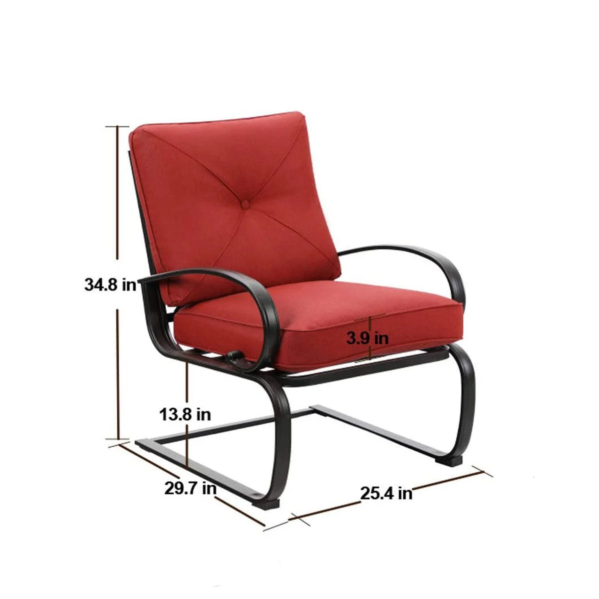 Black & Red 3-Piece Outdoor Patio Set with 2 Rocking Chairs and Bistro Table O124