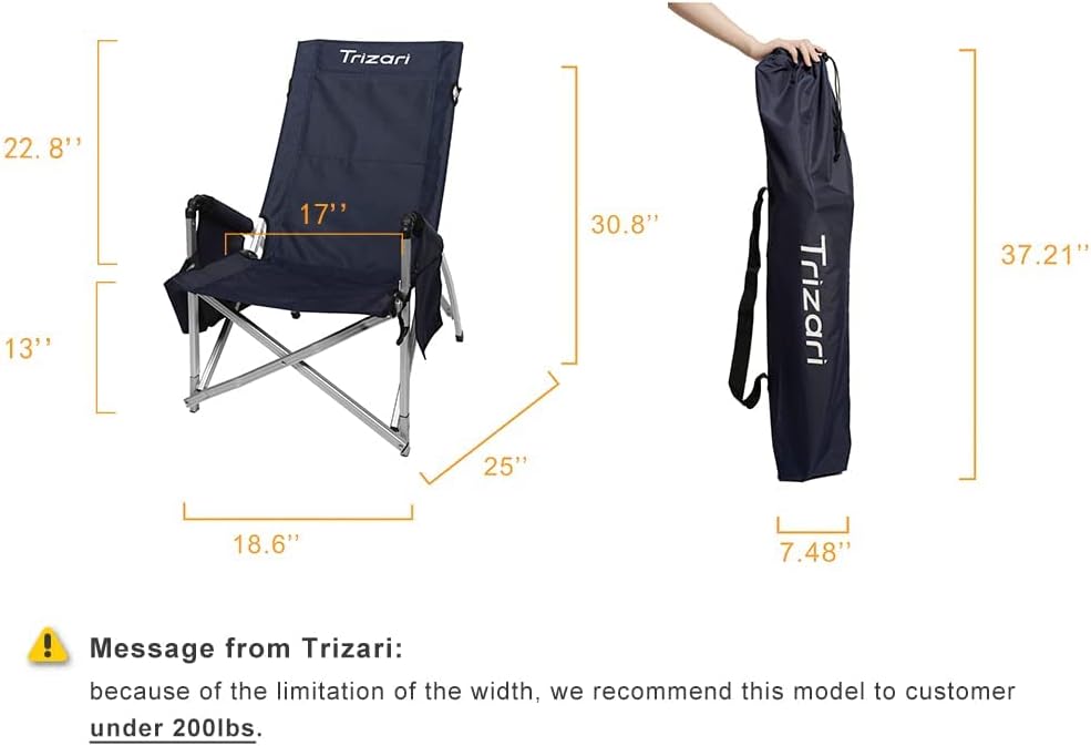 Ultralight Portable Folding Camping Chair with Cup Holders and Carry Bag S21405