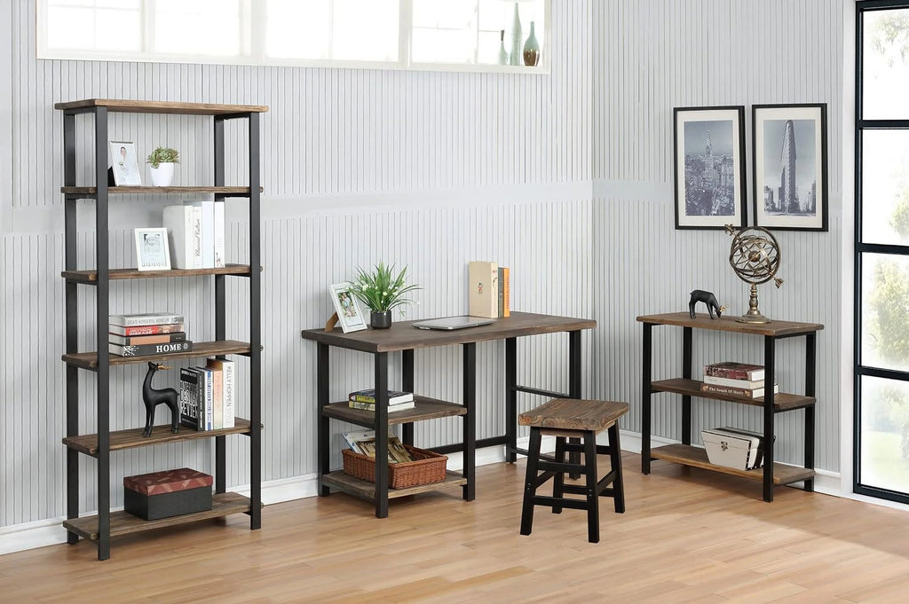 31" Tall 2-Tier Solid Wood And Metal Bookcase S666168