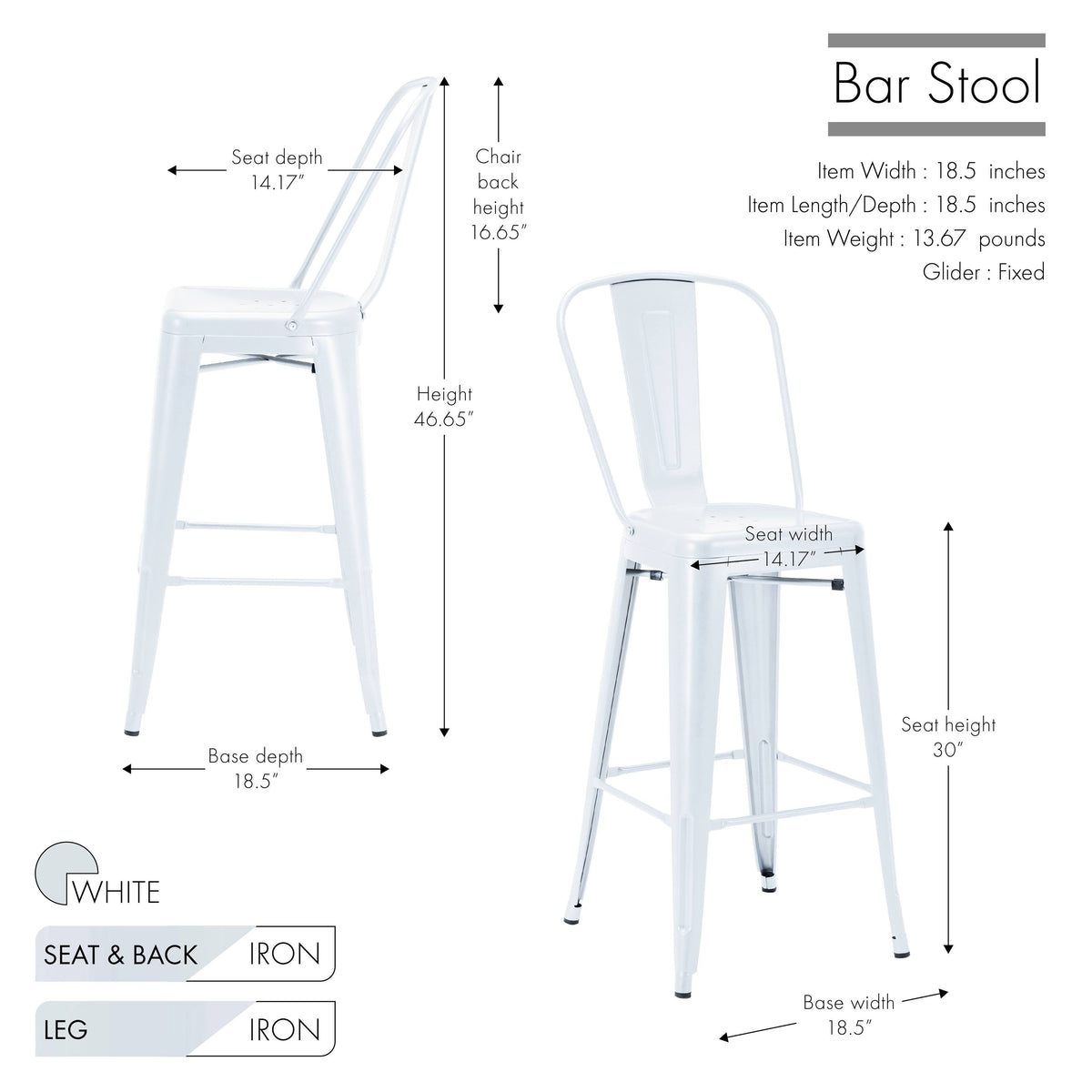 White Metal Bar Stools (Set of 4) F75940