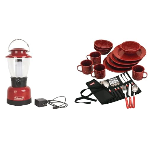 Coleman Classic Rechargeable 400 Lumens LED Lantern, Water-Resistant Lantern with USB Charging Port and Carry Handle T728348
