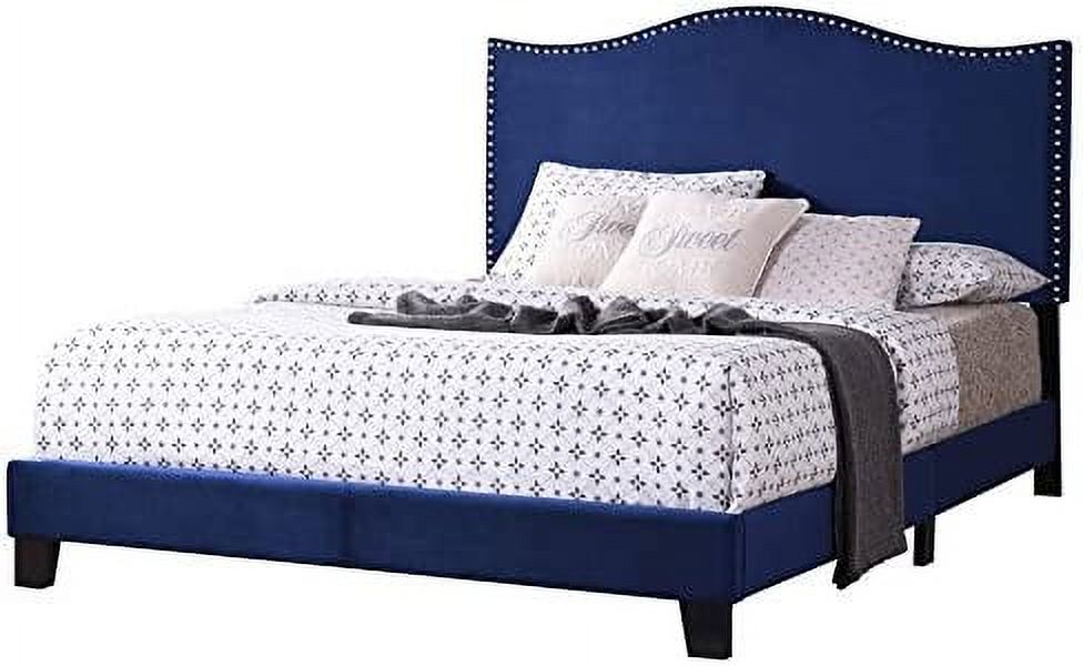 Blue Velvet King Size Upholstered Panel Bed C2369