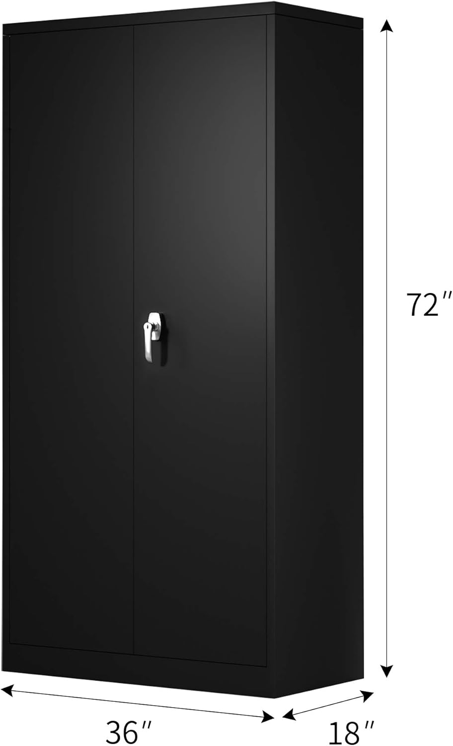 Black 70.8 H Metal Storage Cabinet with 4 Adjustable Shelf and 2 Locking Doors U7395