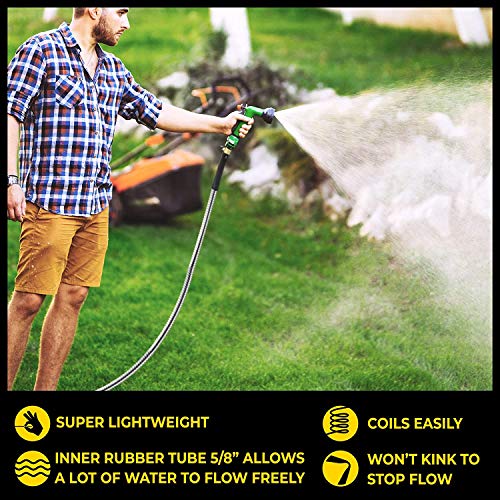 100 Ft Stainless Steel Garden Hose with Nozzle Y393001