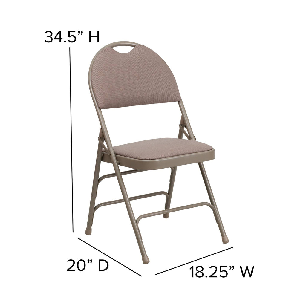 Beige Fabric Metal Folding Chair P425745