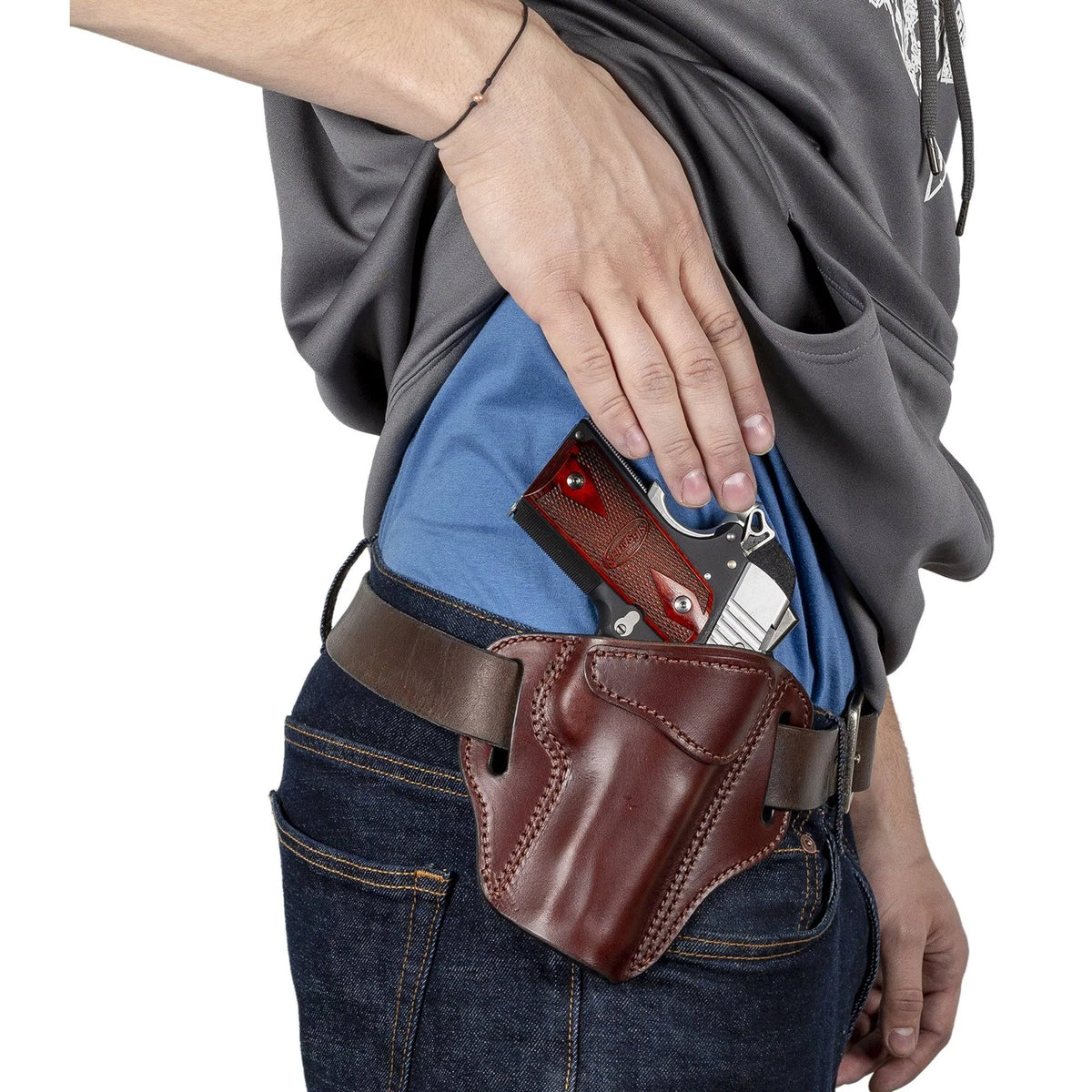 Brown Leather OWB Gun Holster U847