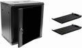 12U Wallmount Cabinet Enclosure 19-Inch Server Network Rack with Locking Glass Door Black with Shelves O3453
