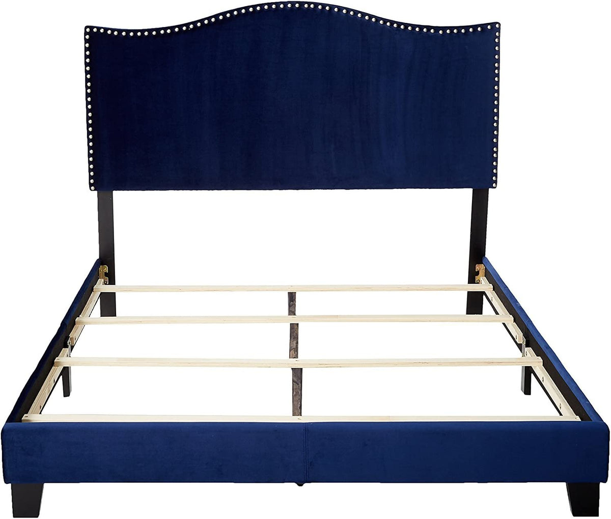 Blue Velvet King Size Upholstered Panel Bed C2369