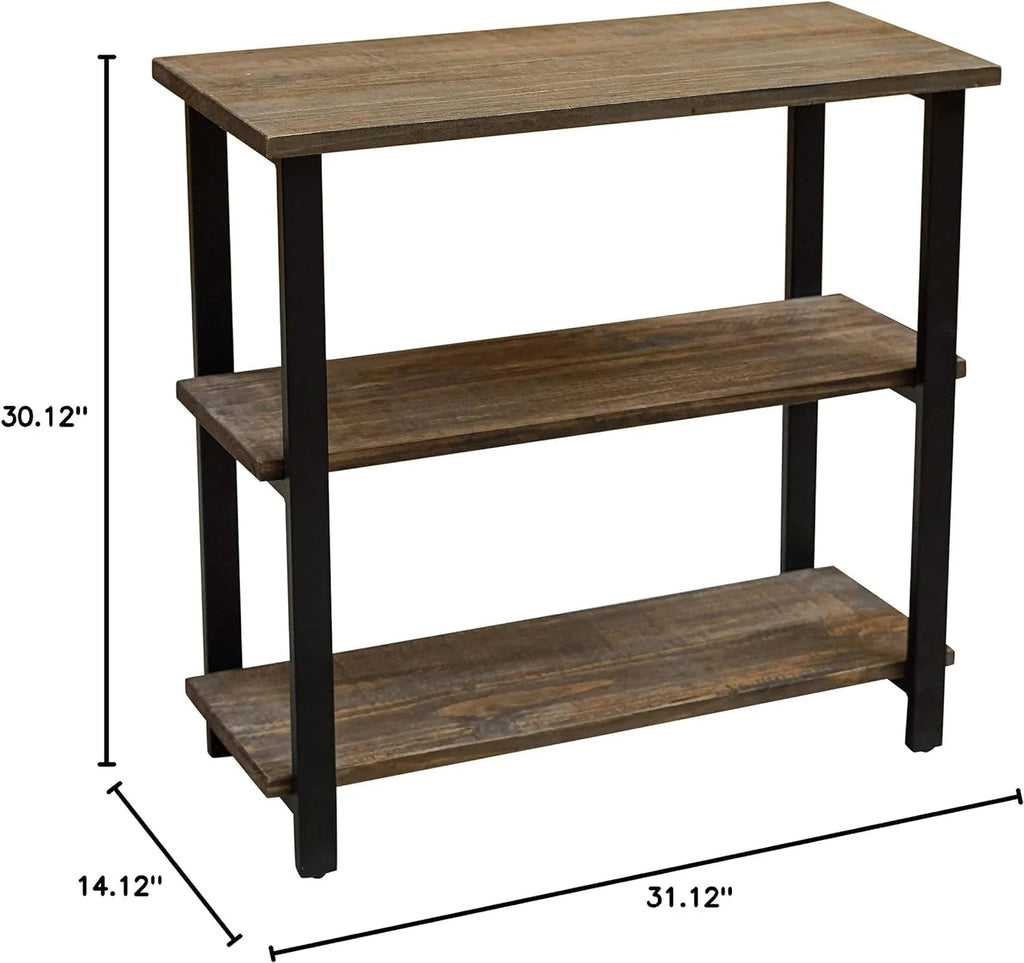31" Tall 2-Tier Solid Wood And Metal Bookcase S666168