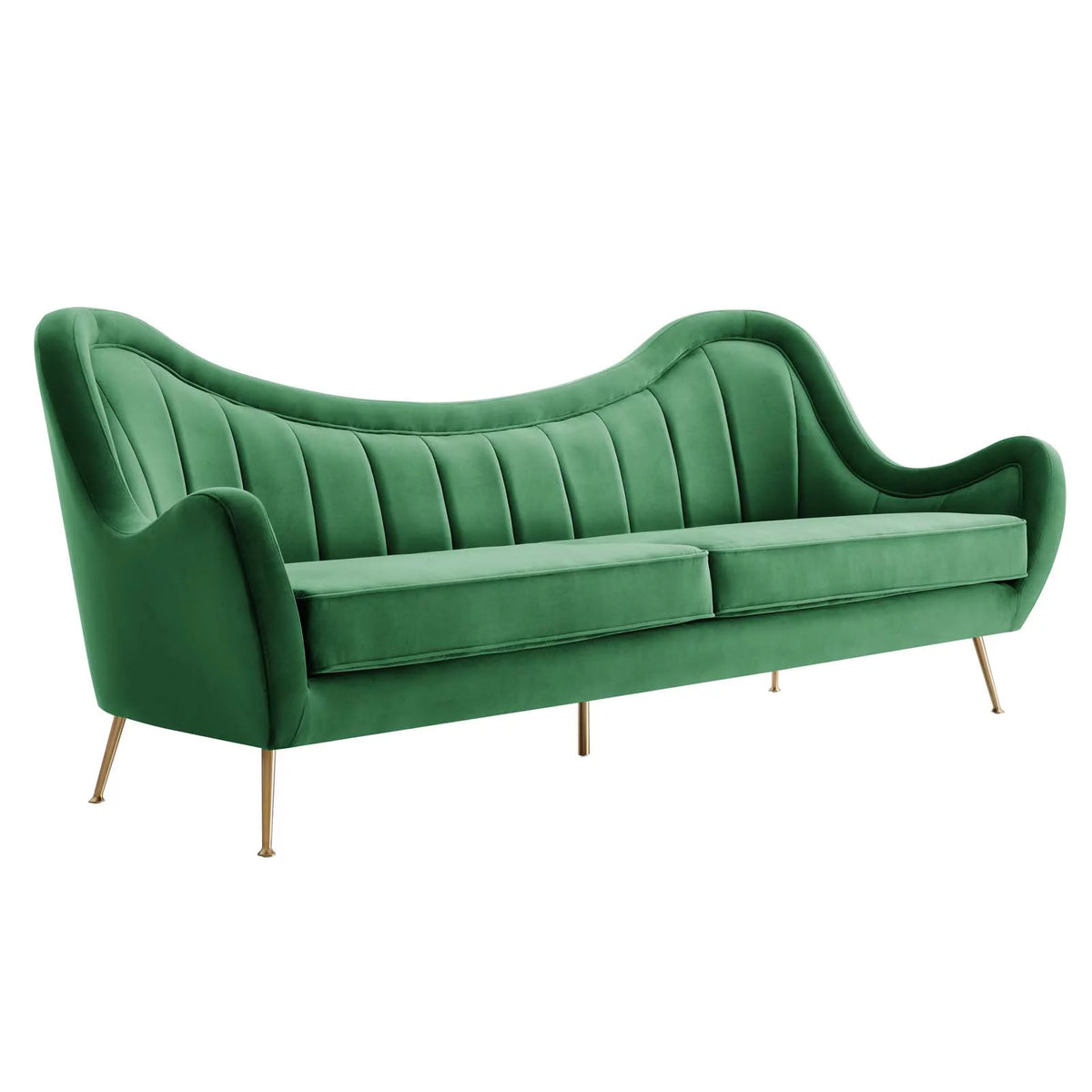 Emerald Channel Tufted Performance Velvet Sofa H43249