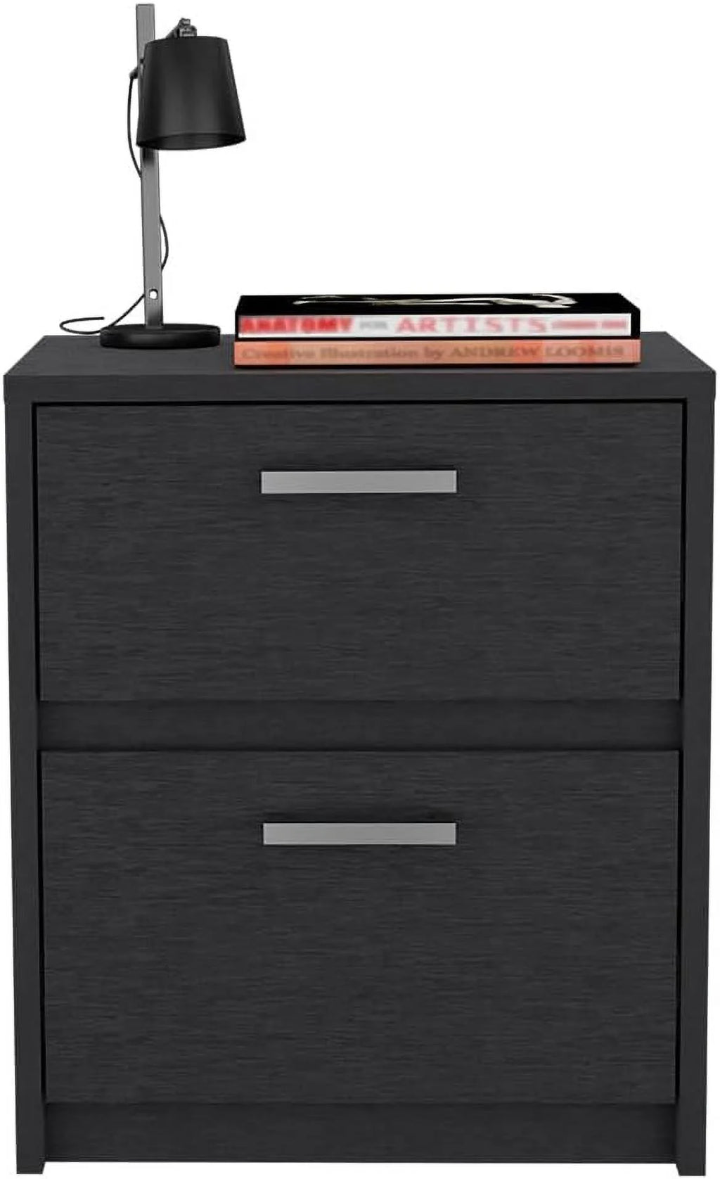 Black Two Drawers Nightstand O253