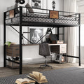 Metal Twin Size Loft Bed Frame with Stairs & Full-Length Guardrail D358708