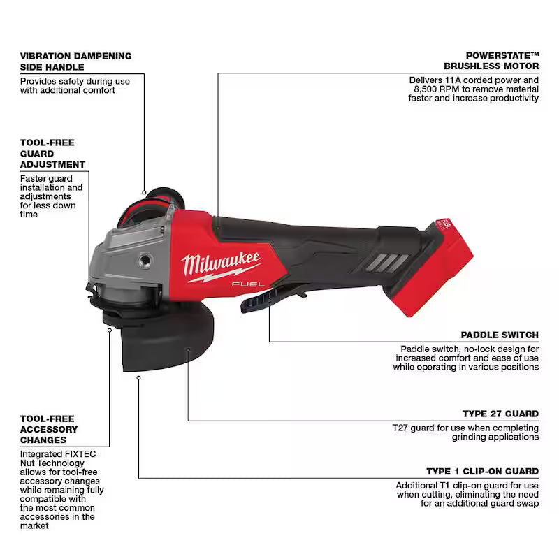 18V Brushless Cordless SDS-Plus Rotary Hammer with Grinder 2-Tool Q43428