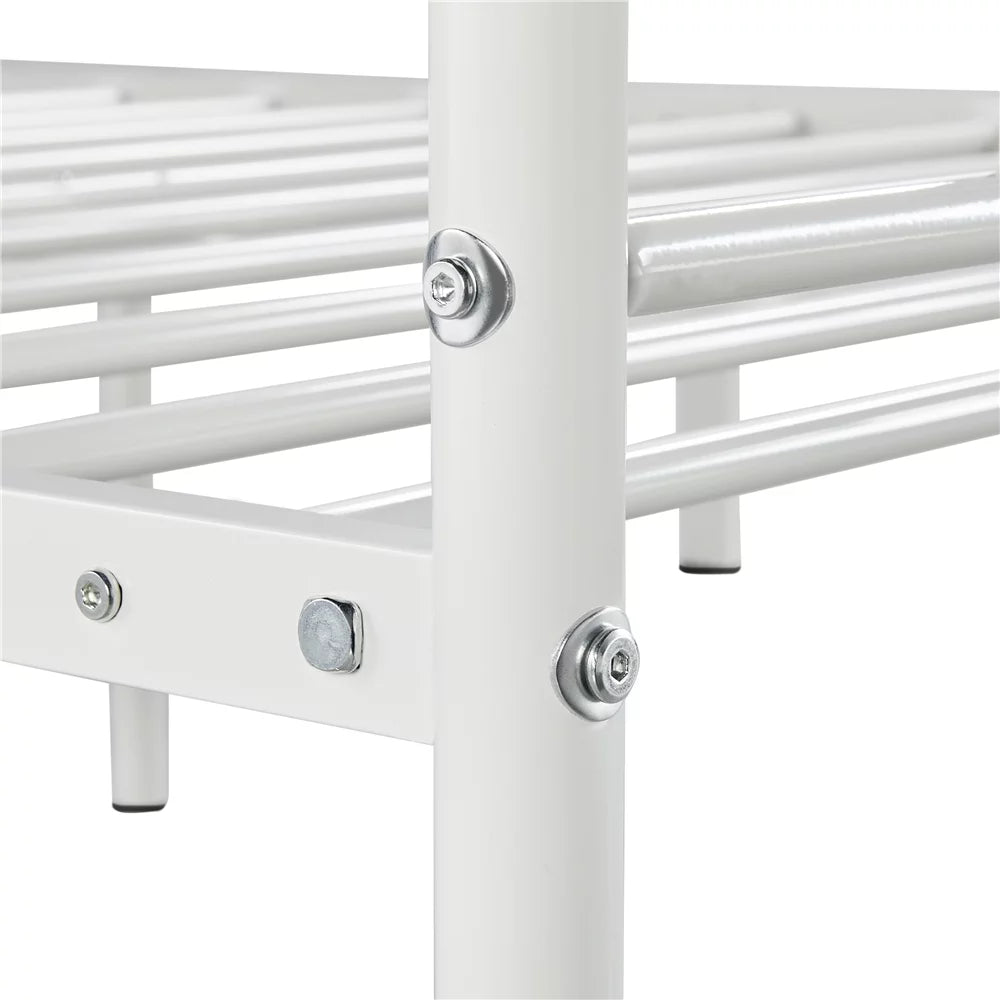 Queen Metal Platform Bed with Spindle Headboard and Footboard, White K835