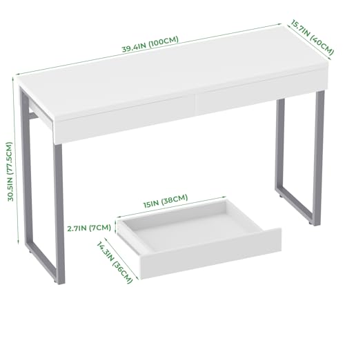 White Vanity Desk with 2 Drawers F584