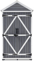 Outdoor Wood Storage Cabinet with Shelves and Latch T49995