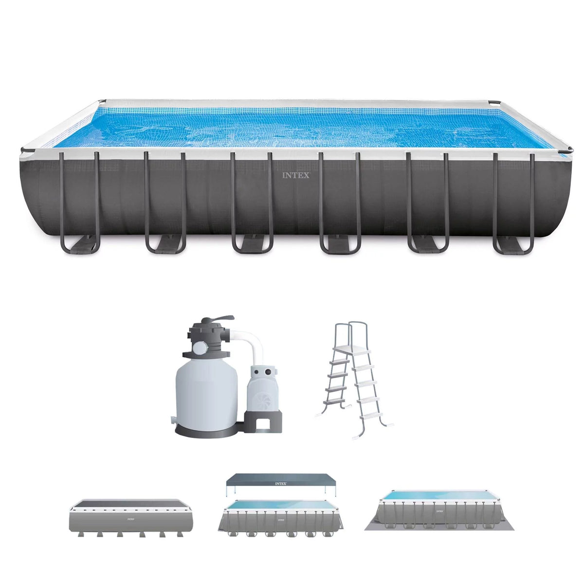 24' x 12' x 52 Rectangular Frame Swimming Pool with Pump A76973