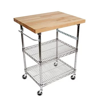 3 Tier Gourmet Cart with Maple Butcher Block Top P3143