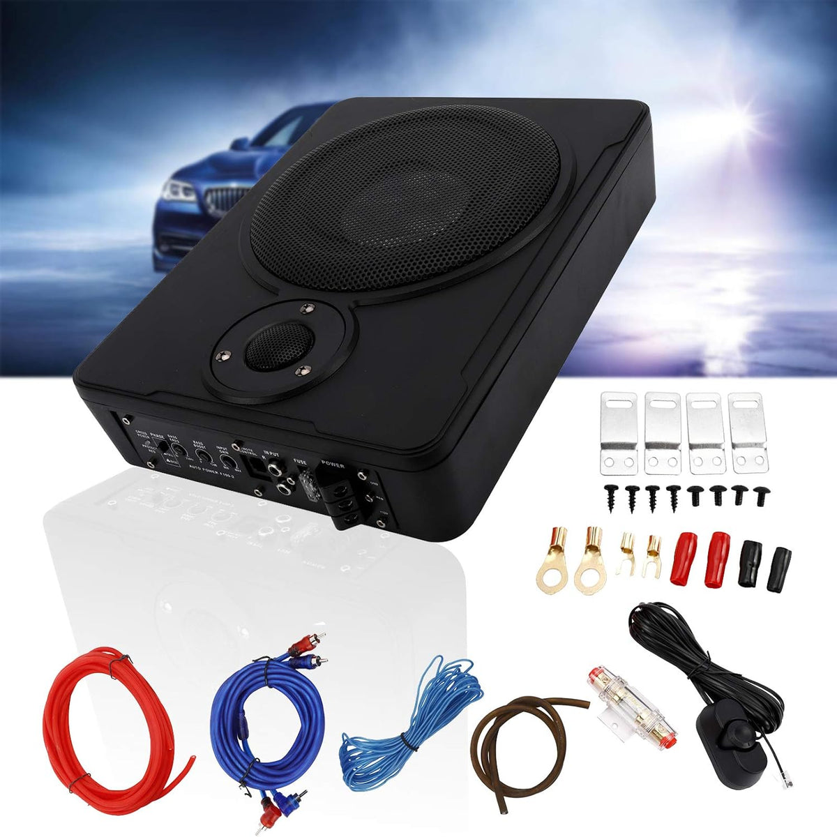600w Car/Truck Audio Slim Under-Seat Powered Subwoofer D638354