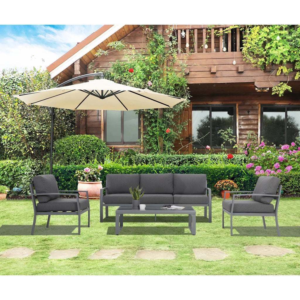 4 Piece Metal Patio Furniture Set with Cushions S2908
