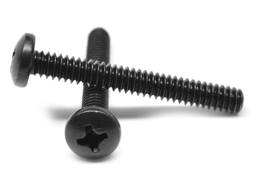 1/4-20 x 1 1/2 Machine Screw Phillips Pan Head Black Zinc Plated V3982