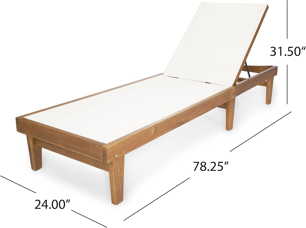 Outdoor Mesh Chaise Lounge with Acacia Wood Frame W462017