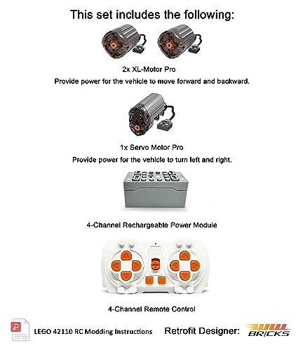 Remote Control and Motor Upgrade Kit for Lego Technic Car C4157